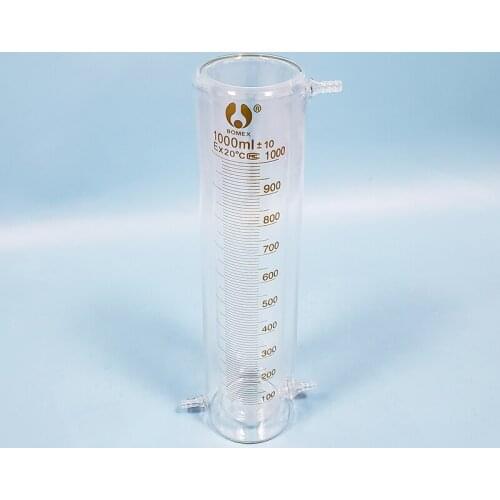 High borosilicate glass double-deck measuring cylinder 1000ml,Laboratory Glass Jacket-layer cylinder,Mezzanine cylinder