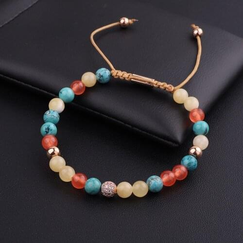 JARAVVI High Quality New Cute Design Mix Natural Stone Colorful Beads Macrame Bracelet Women Jewelry Gift