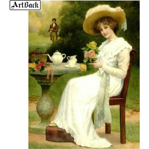 ArtBack 5d diy diamond painting woman park full square diamond embroidery woman round drill diamond mosaic