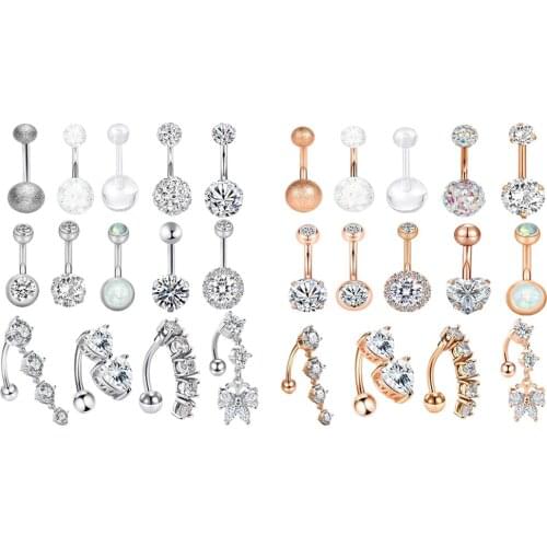 Belly Button Rings Stainless Steel Dangle Reverse 10mm Piercing Body Jewelry Navel Barbell for Teen Girls