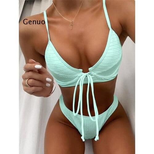 Bikini Swimwear Women Green Swimsuits 2021 Sexy Bathing Suit Biquini Femme Monokini Beachwear