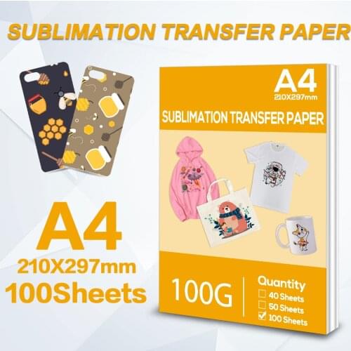 100 sheets A4 Inkjet Heat Transfer Sublimation Printing Paper DIY T-Shirt Hat Cup for Inkjet Printer Sublimation transfer paper