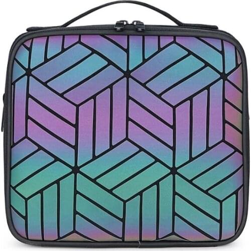 HOT luminous Cosmetic Bag Women Multifunctional Travel Make Up Zipper Case Pouch Organizer Large Capacity Luminous bag Geometry