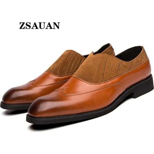 ZSAUAN Big Size 38-48 Men British Slip-on Dress Shoes Shaped Toe Male Gentleman PU Leather Footwear Men Loafers