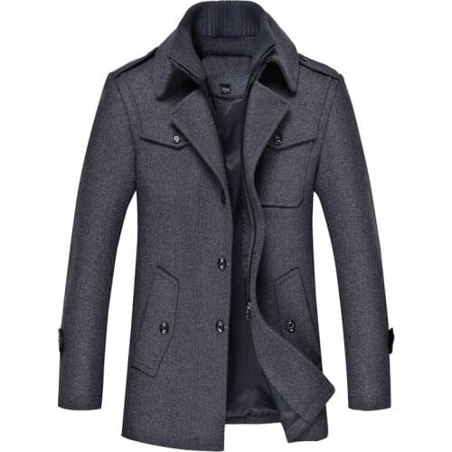Men Wool Blends Coats Autumn Winter Thick High Quality Wool Jacket Men Clothing 2021 New Cotton Warm Woolen Coat Male Trench