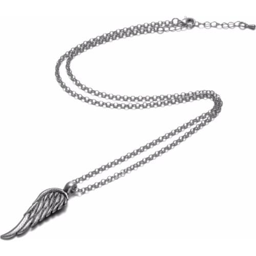 New Arrivals Angel Feather Shape Wing Charms Pendant Necklace Length 62cm XL0082
