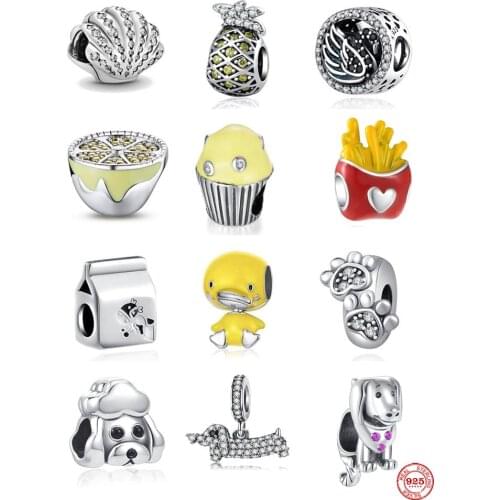 New European Milk Shell Dog Paw DIY fine beads Fit Original Pandora Charms Silver 925 Bracelet Jewelry Women Acessories