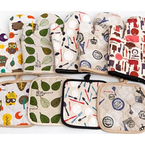 Two-piece Microwave Mitts Oven Gloves Heat Insulation Pad Thickened Anti-scald High Temperature Oven Gloves Kitchen Tool