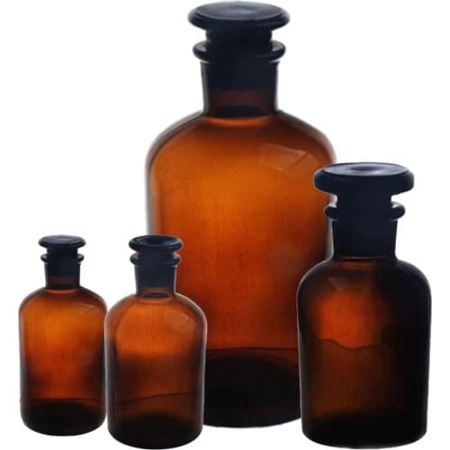 30/60/125/250/500ml Portable Glass Jar Reagent Bottle Container with Stopper Reagent Bottle Bathroom Storage Organization