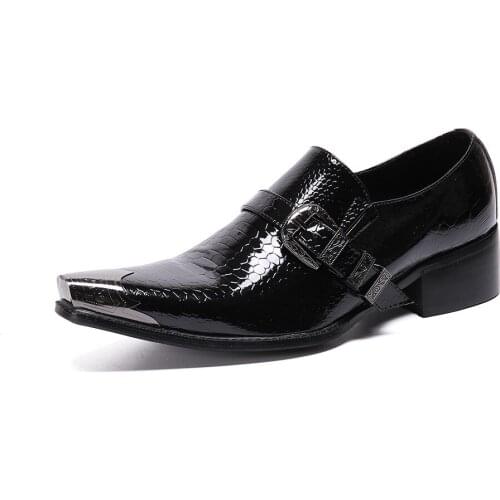 Western Luxury Mens Shoes Luxury Handmade Mens Genuine Leather Dress Shoes Men Formal Pointed Metal Tip Zapatos Hombr