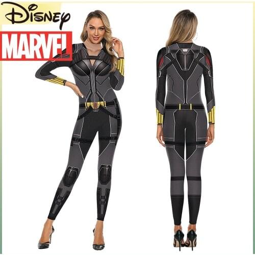 Marvel Avengers Black Widow Role Suit Stage Suit Printing Female Long-sleeved Tights Suit Cosplay Costumes