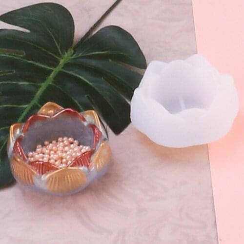 Lotus Storage Silicone Mold Big Flower Trinket Dish Blossom Ashtray Mold Floral Large Tray Making Flower Mold Epoxy Resin Crafts