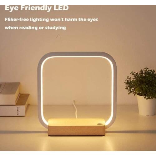 LED Desk Lamp Table Light Modern Wireless Charger Press Control Dimmable Bedside Night Light for Kids Bedroom Home Decor-ABUX