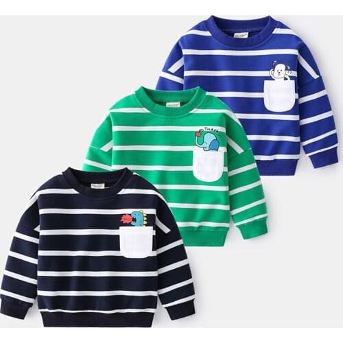 Boy Stripe Sweater Childrens Printed Long Sleeve Top Boys Outerwear Costume Kids Cartoon Long Sleeved T-shirt