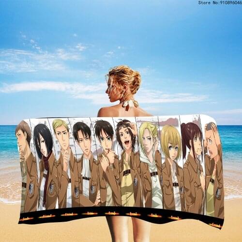 Japan Anime Beach towel Summer towels Bad Cartoon Attack on Titan Bath towel Travel Swimming Towels Quick Dry Under 10