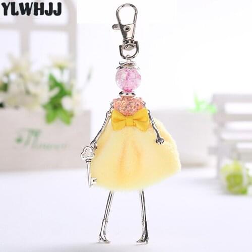 YLWHJJ brand 2018 new girl cute doll car keychain for women hot trendy key chain Princess Fashion jewelry bag pendant wholesale