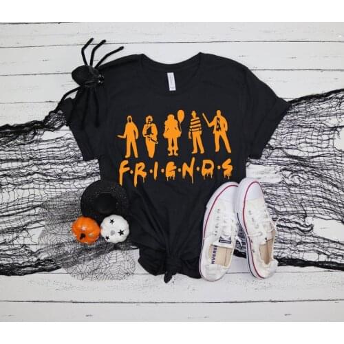 Friends Halloween Funny Halloween Shirts Short Sleeve Top Tees 100%Cotton O Neck 2021 Harajuku Female Tshirts harajuku black y2k