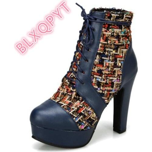 Customized Women Autumn Winter Botas Mujer Short Zapatos De Mujer Booties Ankle Elegant High Heels 12cm Party Boots Shoes 3910