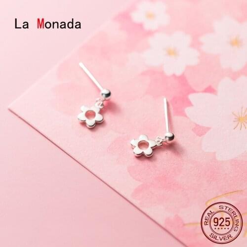 La Monada Stud Earrings For Women Silver 925 Cute Hanging Flower Fine Women Earrings Jewelry Stud Earrings 925 Sterling Silver