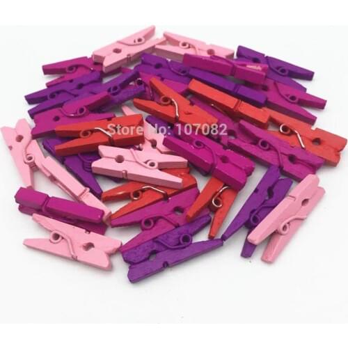 100pcs 1" 25MM Romantic Mixed Wooden Mini Clothespins Clothes Pins Wood Pegs Clips DIY Crafts Wedding Embellishments