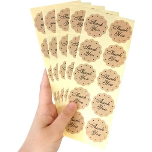1000pcs 35mm Round Thank you Kraft seal Sticker Retro Stickers Self-adhesive Label Sticker DIY Package sticker