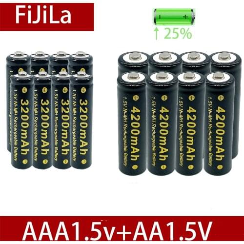 2021 AA + AAA 100% New 1.5V AA AAA Alkaline Rechargeable Battery 32000-4200mAh Torch Watch Toys MP3 Player Replace Ni-MH Battery