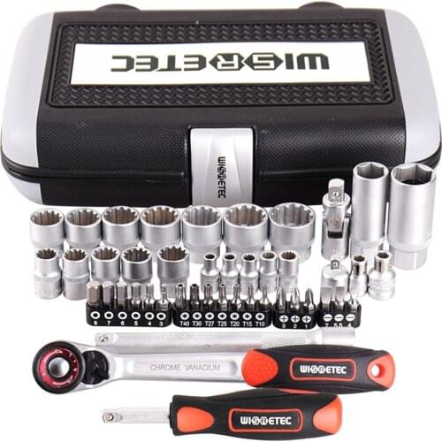 3/8 Inch 45 PCS Spark Plugs Socket Bits Tool Set 72 Tooth Flat Heads Ratchet Wrench Auto Inspection Repairing Tool Set