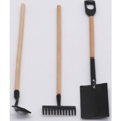 3Pcs 1/12 Dollhouse Gardening Spade Rake Trowel Tool Life Scene Decoration