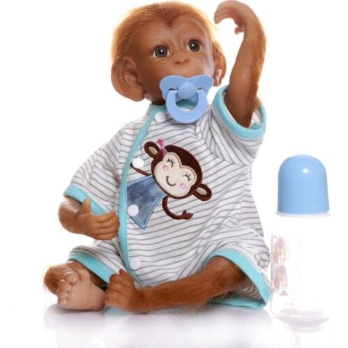 46CM Handmade Detailed Paint Reborn Baby Monkey Newborn Baby Macaco Collectible Art silicone baby dolls toys