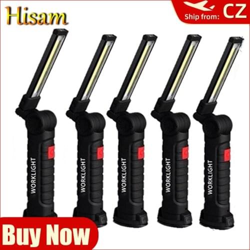 5Pcs/Set Portable LED Work Light USB Rechargeable Magnetic Torch Worklight 5 Modes COB Hook Inspect Lamp For Camping Repair Car