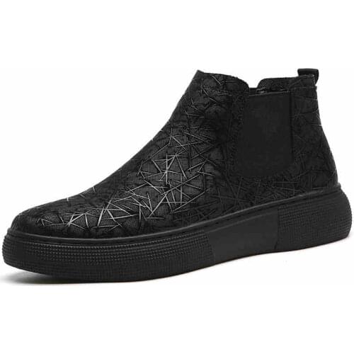 Platform boots for men fashion chelsea boot real leather shoes flats shoe breathable ankle botas masculinas botines hombre mans