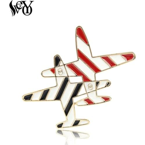 VEYO Double Aircraft Brooch for Woman Fashion Big Enamel Scarf Pins costume jewelry