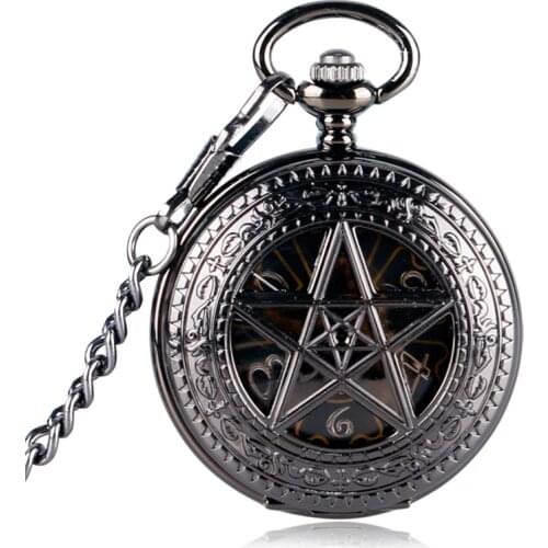 Luxury Nurse Pocket Watch Clock Hour Fob With Chain Supernatural Steampunk Wind Up Pendant Mechanical Pentagram For Men Women