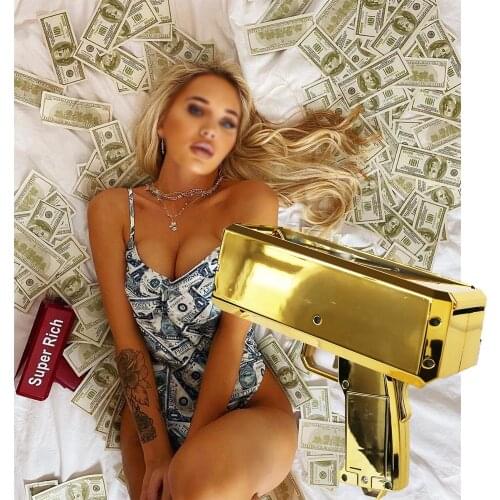 Money Gun Spray Shooter Super Toy Gold Cash Flying Custom Customization Shoot Red Real Dispenser Pink Box Rain Throwing Machine