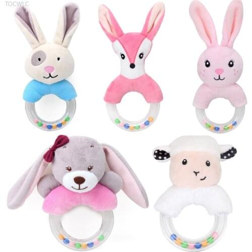 Baby Rattle Cartoon Rabbit Sheep Animal Plush Ring Bell Newborn Hand Grasp Toy Soft Mobile Infant Crib Dolls For Kids Xmas Gifts