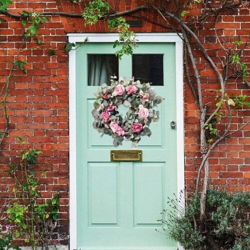 Artificial Eucalyptus Wreath Flower Rose Garland for Front Door ing Wall Decor Festival Party Ornament Wedding Decoration