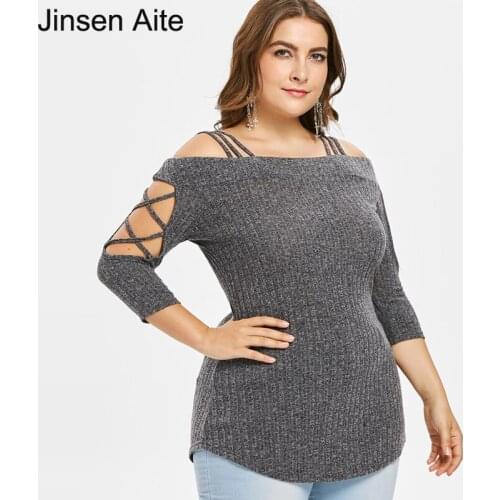 Jinsen Aite Plus Size Fashion Winter Autumn Sexy Sweaters Women Hollow Out Casual Female Clothing Tops Knitted Pullovers JS667