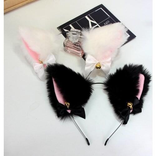 Beautiful Masquerade Halloween Cat Ears Cosplay Cat Ear Party Costume Bow Tie Bell Headwear Headband Hair Accessories