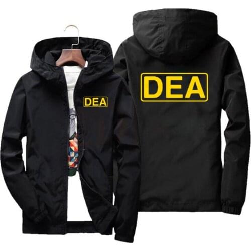 DEA logo United States POLICE Zipper jackets Mens Oversized Casual Coat chaquetas hombre 7XL Windbreaker Harajuku Streetwear