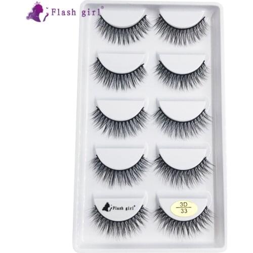 Hot Selling 5 Pairs Natural False Eyelashes Makeup 3D Mink Eyelash Extension Cruelty Free Thick Eye Lashes For Beauty 3D-33