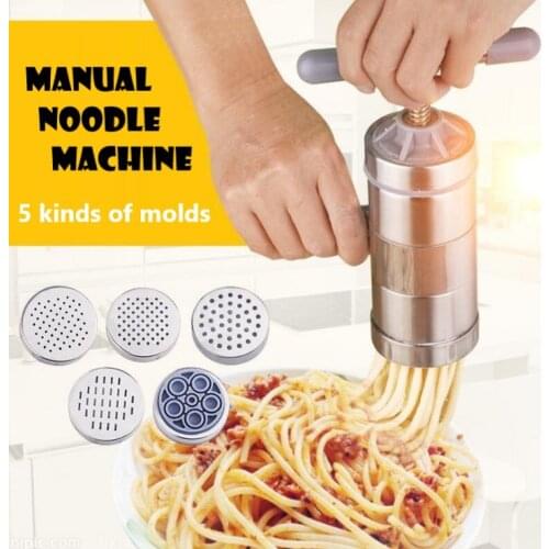 Small stainless steel family hand noodle machine, equipped with 5 kinds of molds, easy self-made noodles in four steps
