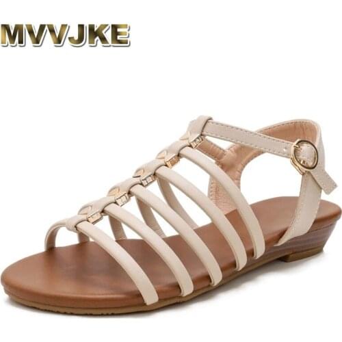 MVVJKEBohemia Roman Flat Shoes Fashion Sexy Open-toe Plus Size Sandals Soft-soled Non-slip Breathable Beach Casual Shoes Slipper