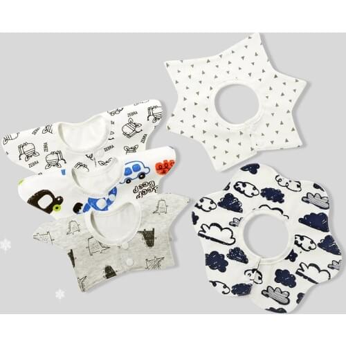 Baby Rounded Bibs 360 degree rounded shape with flowers and stars , Baby Bandana Bibs for boy and girl waterproof
