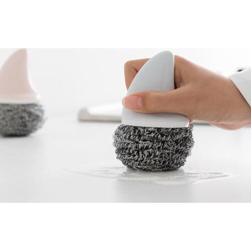 New Practical Washing Dish Brush Shark Handle Cooking Clean Ball Spiral Brush Cleaning Brush Cleaner Ball Holder Kitchen Tool
