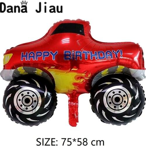 NEW BIG Red Pickup Truck Toy Foil Ballon Happy Birthday Party Decoration Ball Boy Gift Tank Bus Fire Car Holiday Balloons