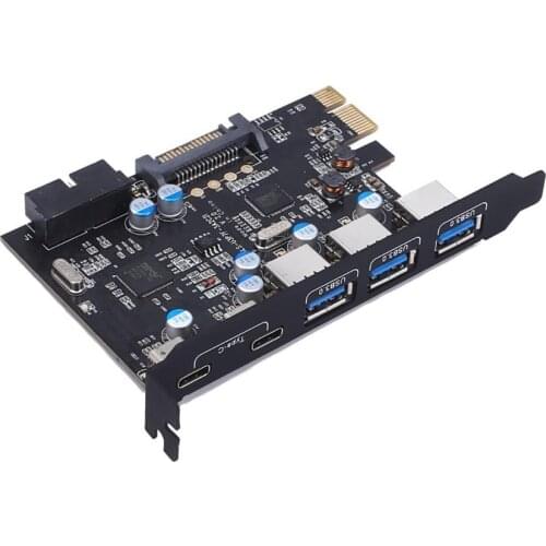 PCI Express Card to 3 PORTS USB 3.0 2 PORTS USB3.1 Type C Internal USB 3.0 20PIN 7 Ports USB HUB pcie to Type-c Converter Card