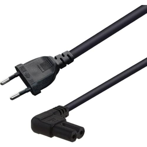 Right Angled Eu Euro Ac Power Cord Cable Lead Eu 2-Prong to Figure 8 C7 for Tv,Printers,Cameras,Ps4,Ps3