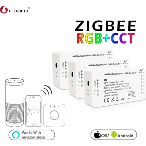 1-4PCS NEW GLEDOPTO ZIGBEE 3.0 RGB+CCT LED Smart Home Controller Strip Remote Control Swtich Dimmer Work with Alexa ECHO Plus