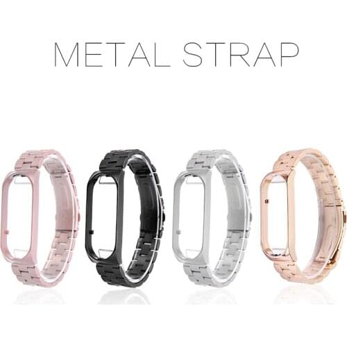 For Xiaomi Mi Band 5 Luxucy Metal Strap With Frame Case Fashion Women Replacement Watchbands Leisure Stainless Steel Strap