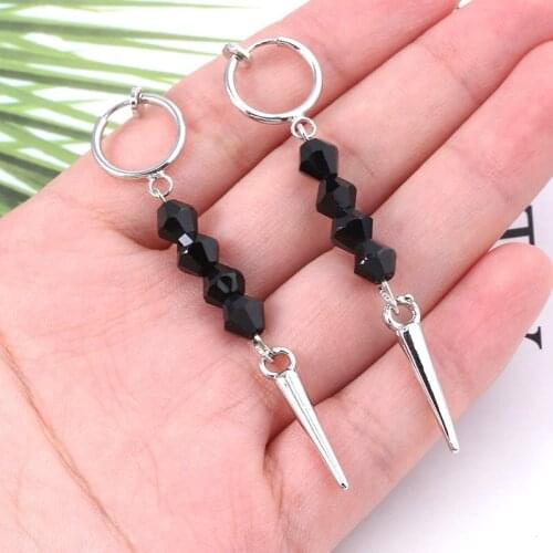 TV Series Stranger Things Billy Hargrove Earrings Ear Clip Black Crystal Punk Clip Earrings Man Women Cosplay Prop Jewelry